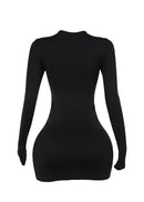 Cherine Long Sleeve Lace Up Cutout Mini Dress In Black