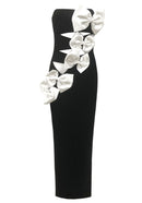 Mirzana Strapless Bow Detail Maxi Dress In Black