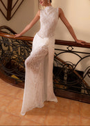 Velyxra Lace Floral Detail Maxi Dress In White