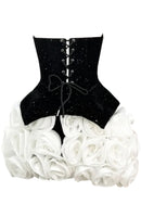 Aindrea Sparkly Strapless Floral Corset Mini Dress In Black White