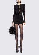 Aeloria Crystal-Embellished Cutout Mini Dress In Black