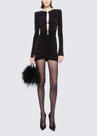 Aeloria Crystal-Embellished Cutout Mini Dress In Black