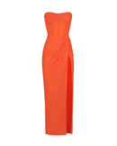 Tafari Strapless Ruched Maxi Dress In Red