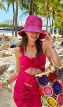 Aizen 3d Flower One Piece Swimsuit And Skirt In Pink