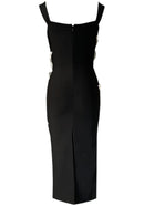 Jorvix Floral Lace Midi Dress Black In White