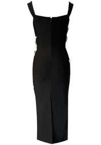 Jorvix Floral Lace Midi Dress Black In White