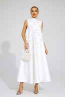 Dakari Crystal Embellished A Line Midi Dress In White