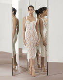 Shalise Lace Strap Midi Dress In White