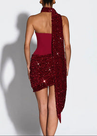 Ivria Strapless Scarf Sequin Mini Dress