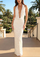 Nathifa Halter Studded Maxi Dress In White
