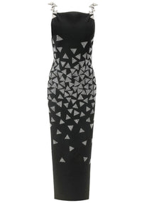 Reggie Crystal Triangles Maxi Dress In Black