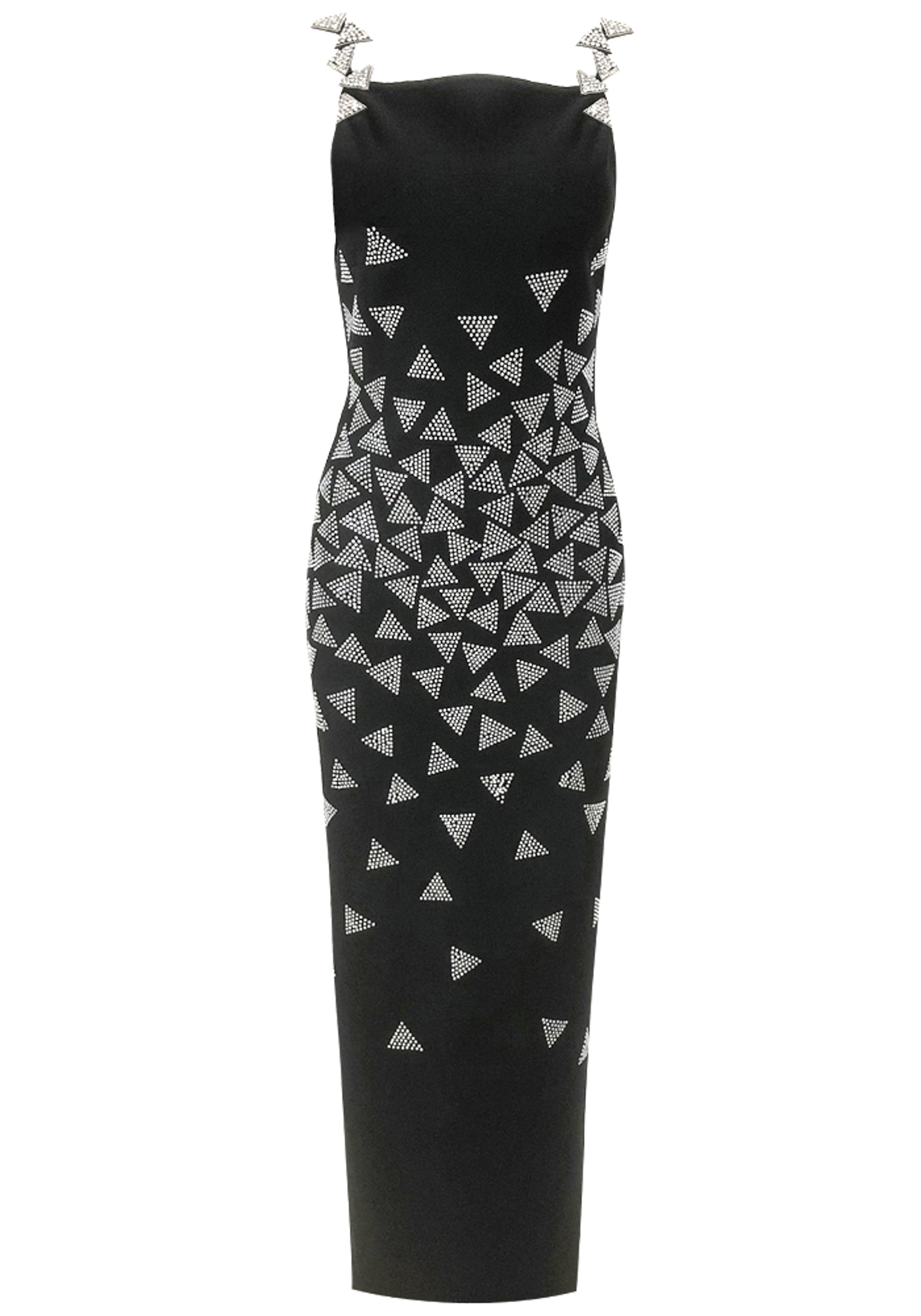 Reggie Crystal Triangles Maxi Dress In Black