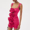 Aizen 3d Flower One Piece Swimsuit And Skirt In Pink