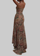 Chahna Spaghetti Floral Ruched Maxi Dress