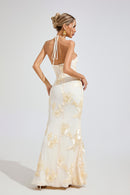 Ritera Raw White Strapless Maxi Dress