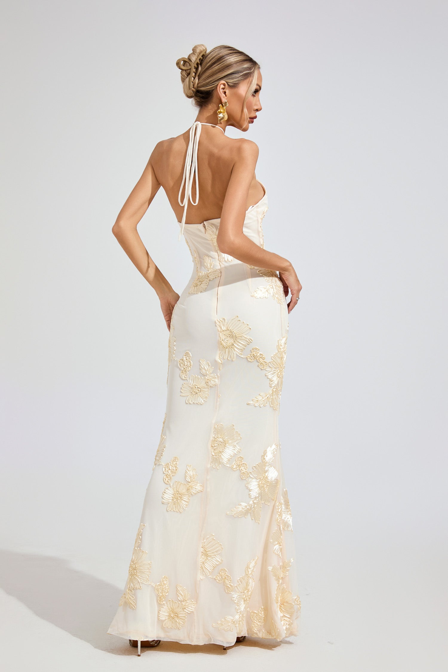 Ritera Raw White Strapless Maxi Dress