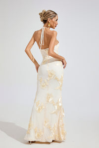 Ritera Raw White Strapless Maxi Dress