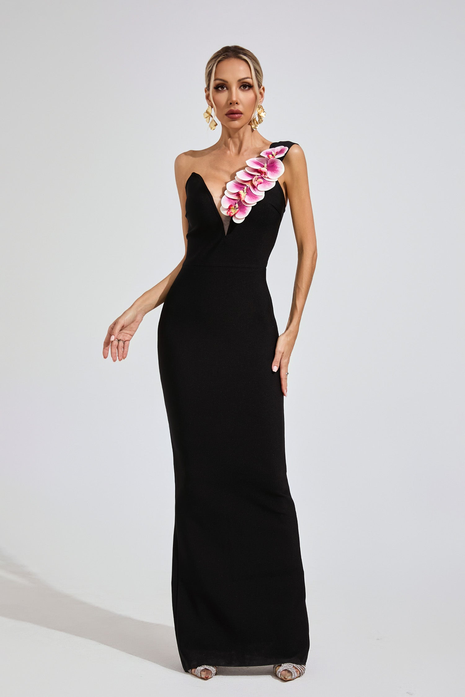 Makula Shoulder Bandage Maxi Dress In Black