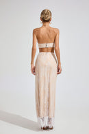 Eldritar Lace Off-Shoulder Maxi Dress In Apricot