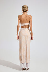 Eldritar Lace Off-Shoulder Maxi Dress In Apricot