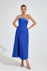 Evolia Strapless Diamond Maxi Dress In Blue