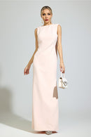 Ovelune Pink Backless Formal Dress