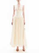 Terrell Halterneck Tulle Overlay Maxi Dress In Apricot