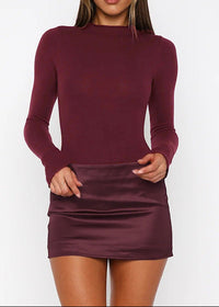 Pryviel Long Sleeve Mini Dress In Wine