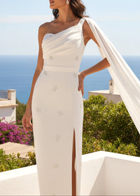 Vazvara One Shoulder Crystal Detail Maxi Dress In White