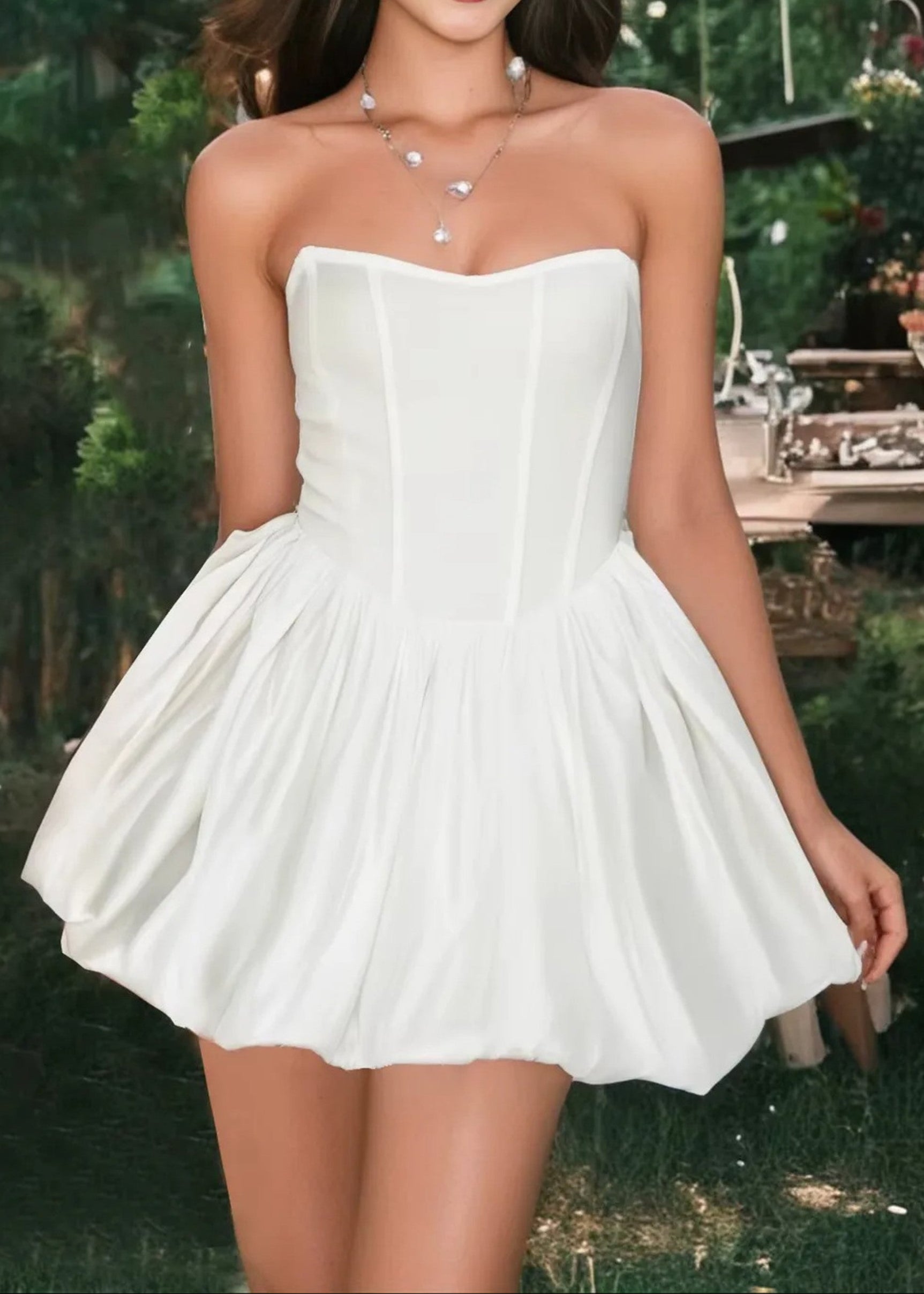 Alake Strapless Puff Dress In White