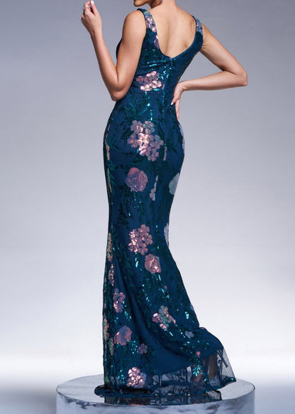 Tayne Sleeveless Sequin Print Maxi Dress In Dark Green