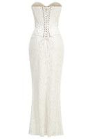 Fareed Strapless Lace Corset Two Piece Maxi Dress In White