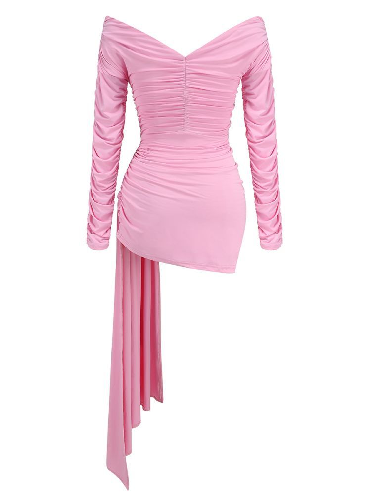 Buck Cutout Ruched Tight Mini Dress In Pink