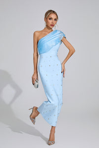 Eryndra Diamond Bandage Maxi Dress In Blue