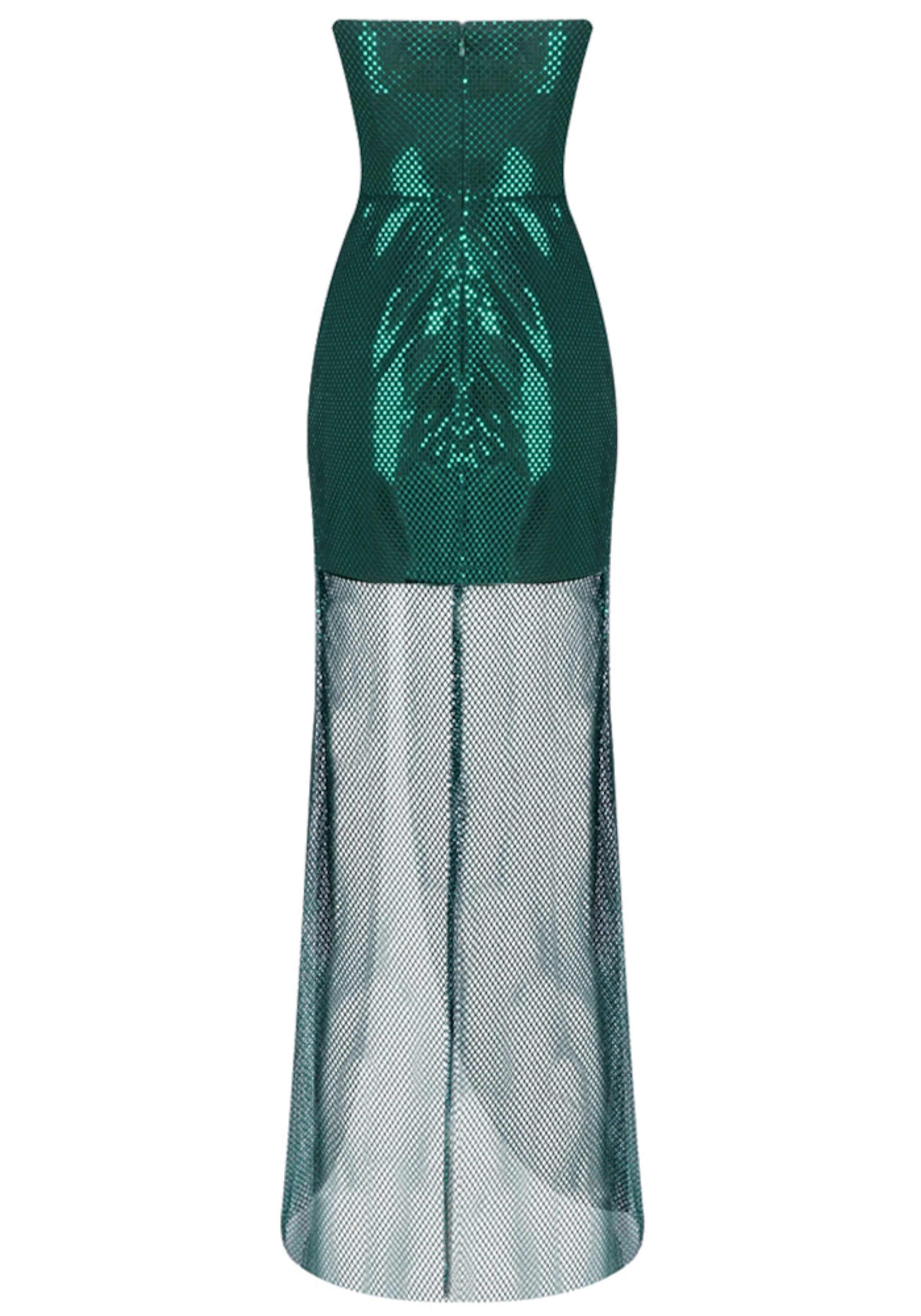 Jasiri Strapless Sparkly Maxi Dress In Green