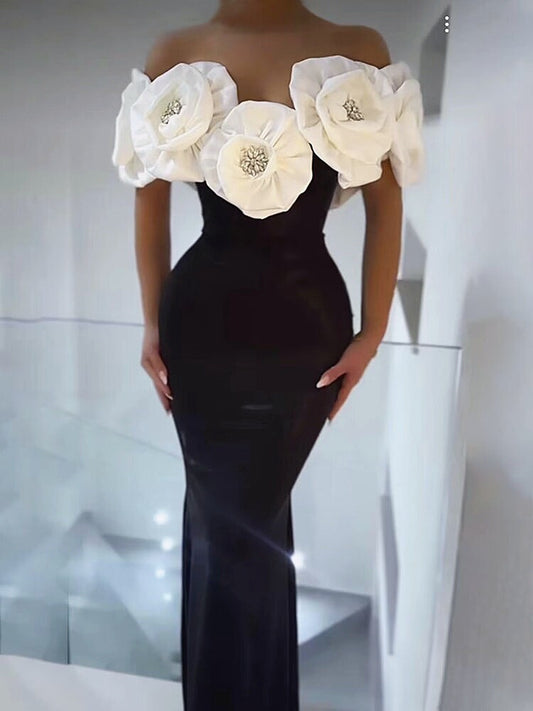 Dion Off Shoulder Flower Bandage Dress