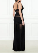 Aldwyn Striped Mesh Maxi Dress In Black