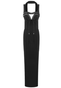 Aryviel Lace Up Detail Maxi Dress In Black