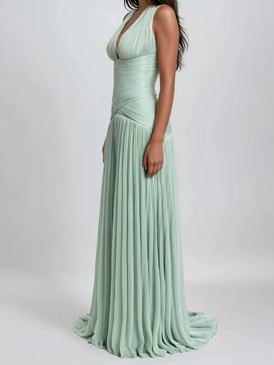 Jade Mint Green Gathered Maxi Dress