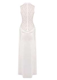 Velyxra Lace Floral Detail Maxi Dress In White