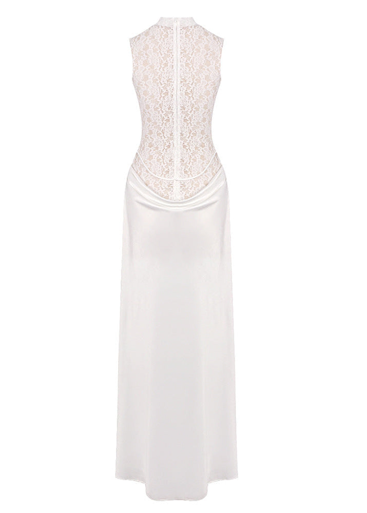 Velyxra Lace Floral Detail Maxi Dress In White