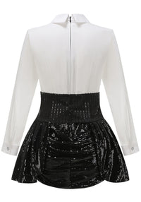 Reeves Long Sleeve Sequin Two Piece Dress In Black