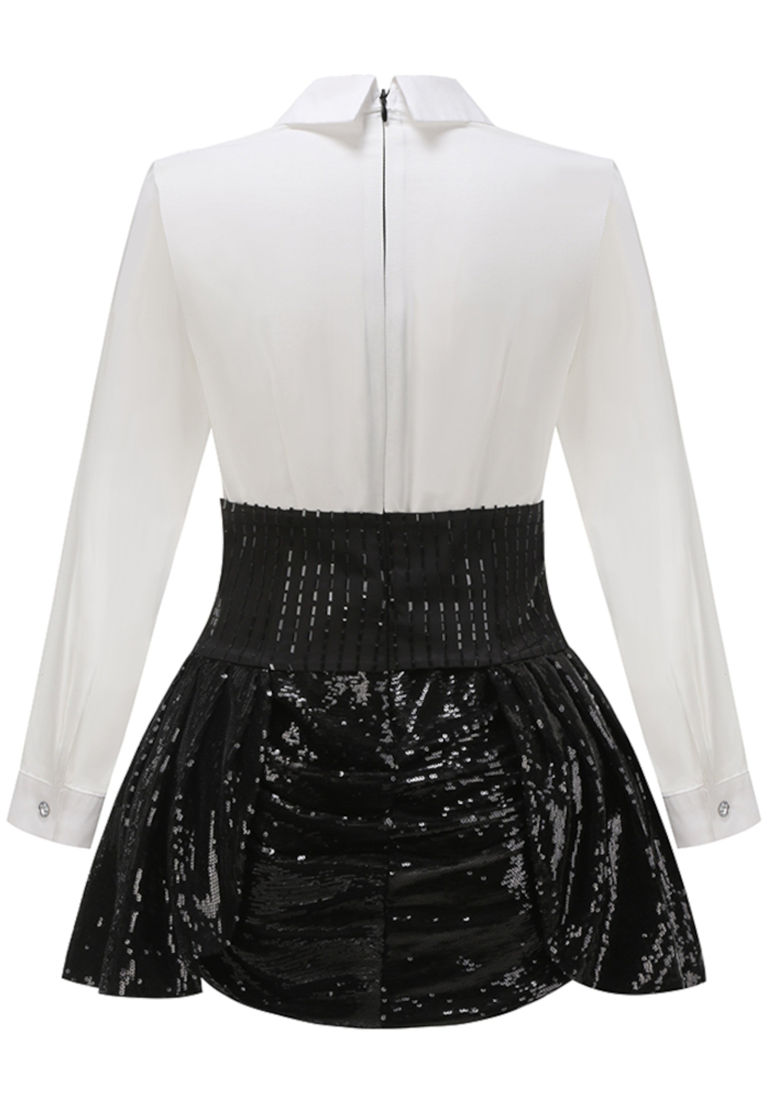 Reeves Long Sleeve Sequin Two Piece Dress In Black