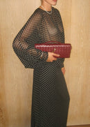 Raelira Long Sleeve Polka Dot Maxi Dress In Black