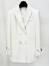 Finnr Bow Detail Blazer Dress In White