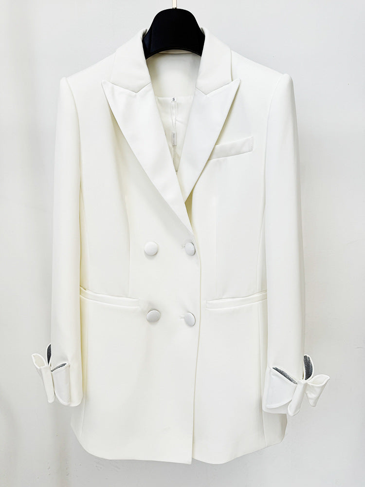 Finnr Bow Detail Blazer Dress In White
