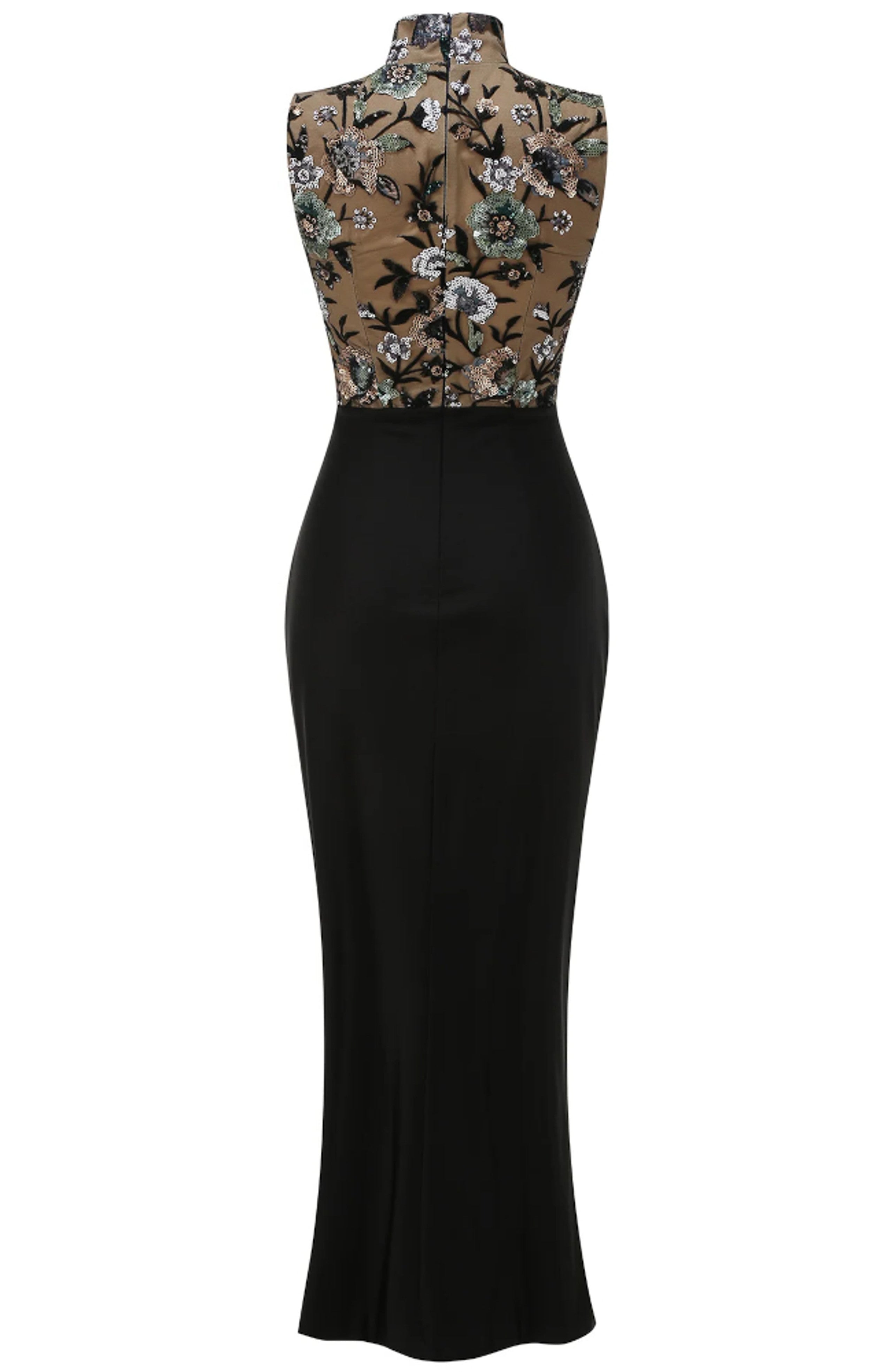 Ailbern Floral Embroidered Maxi Dress In Black