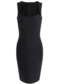 Jamiya Structured Midi Dress In Black