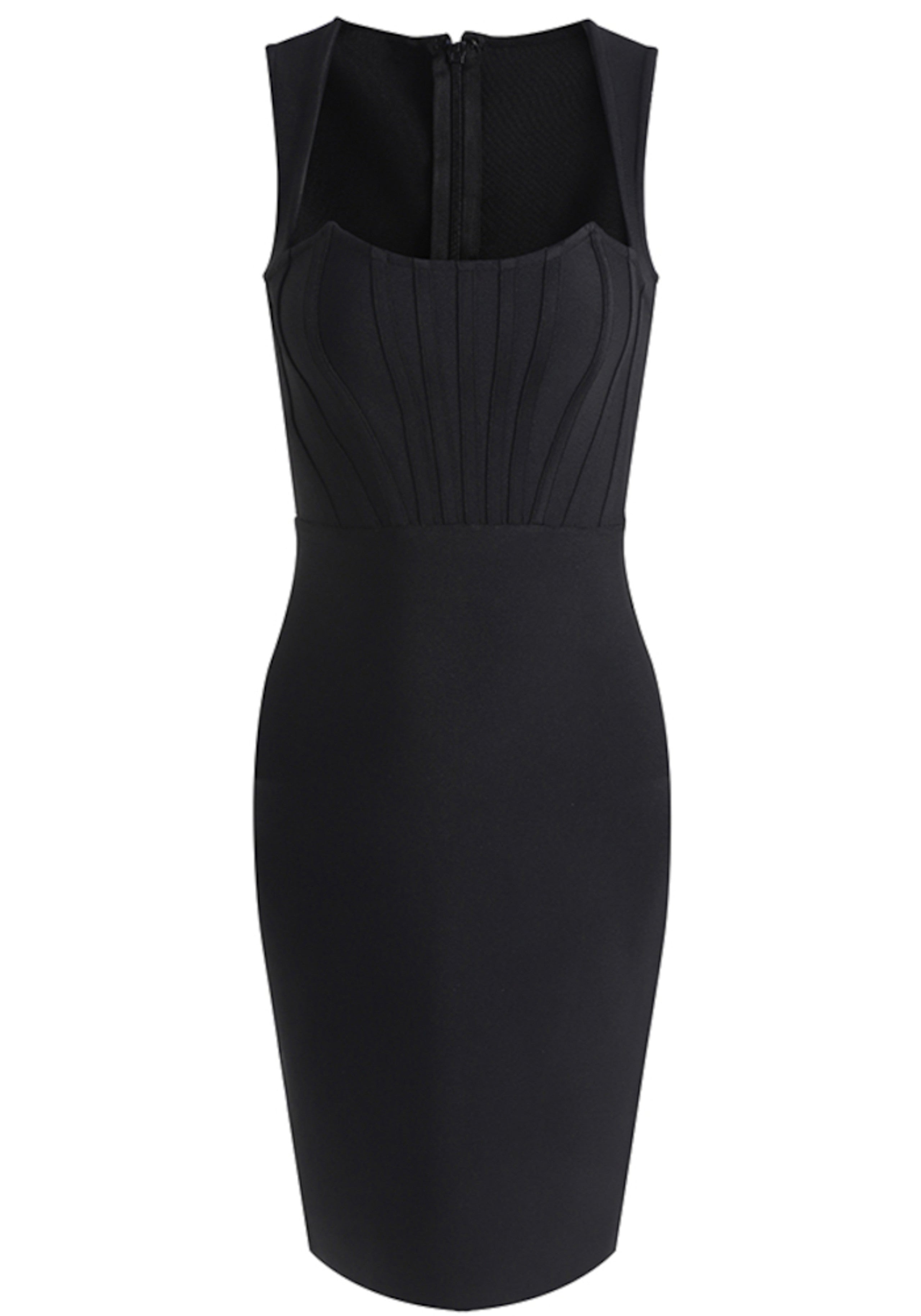 Jamiya Structured Midi Dress In Black