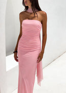 Alvilde Strapless Scarf Maxi Dress In Pink